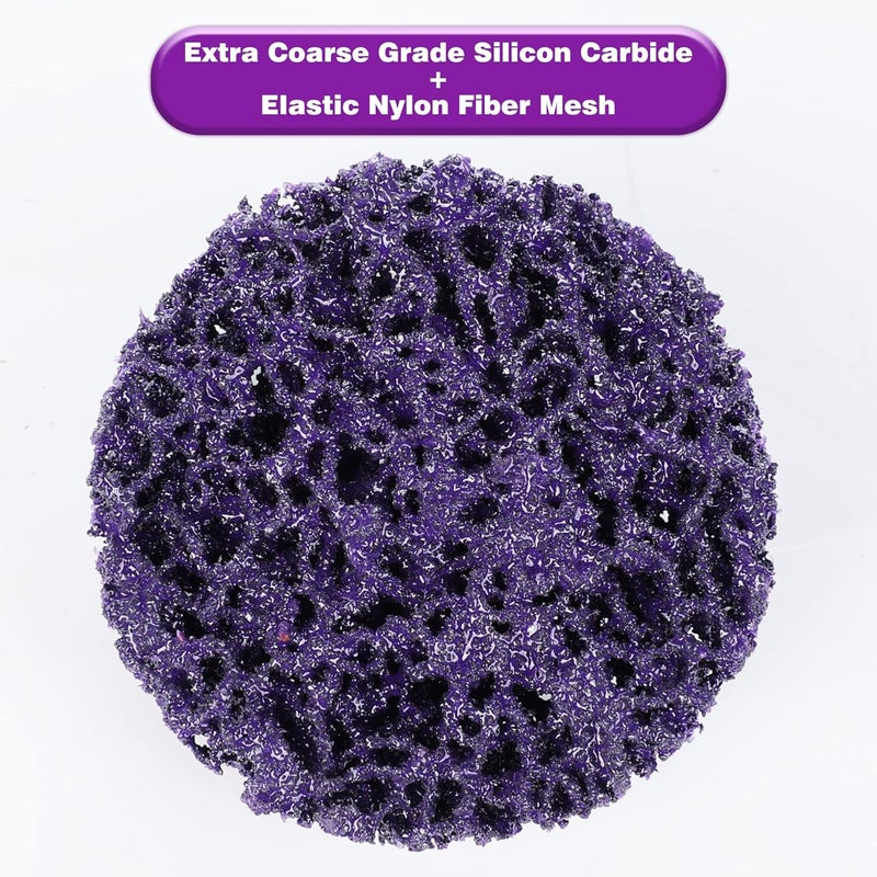 TSOAPX 10 PCS 2" Quick Change Strip Discs, Purple Non Woven Nylon Easy Stripping Discs with Male R-Type Backing, Die Grinder Attachments for Clean Welds Paint Rust Removal Sanding Polishing - Image 3
